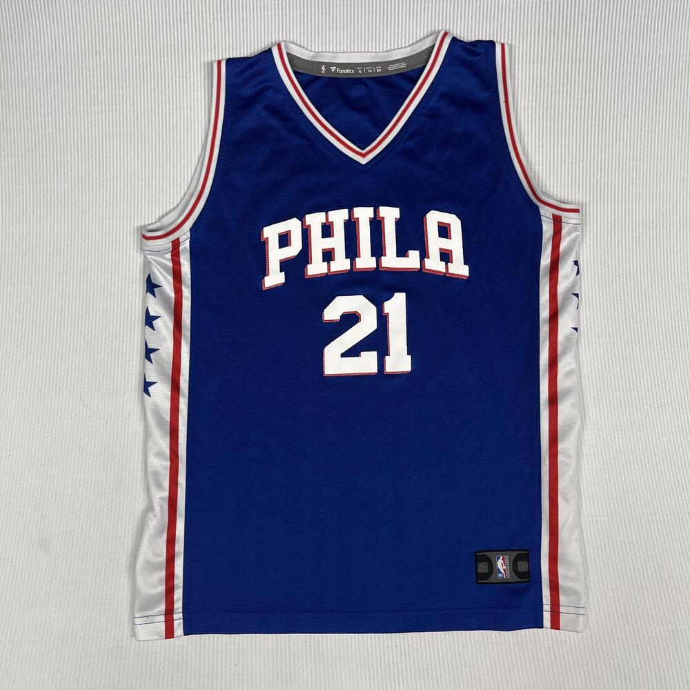 Philadelphia 76ers Jersey Boys XL Blue NBA Basketball Joel Embiid 21 Fanatics